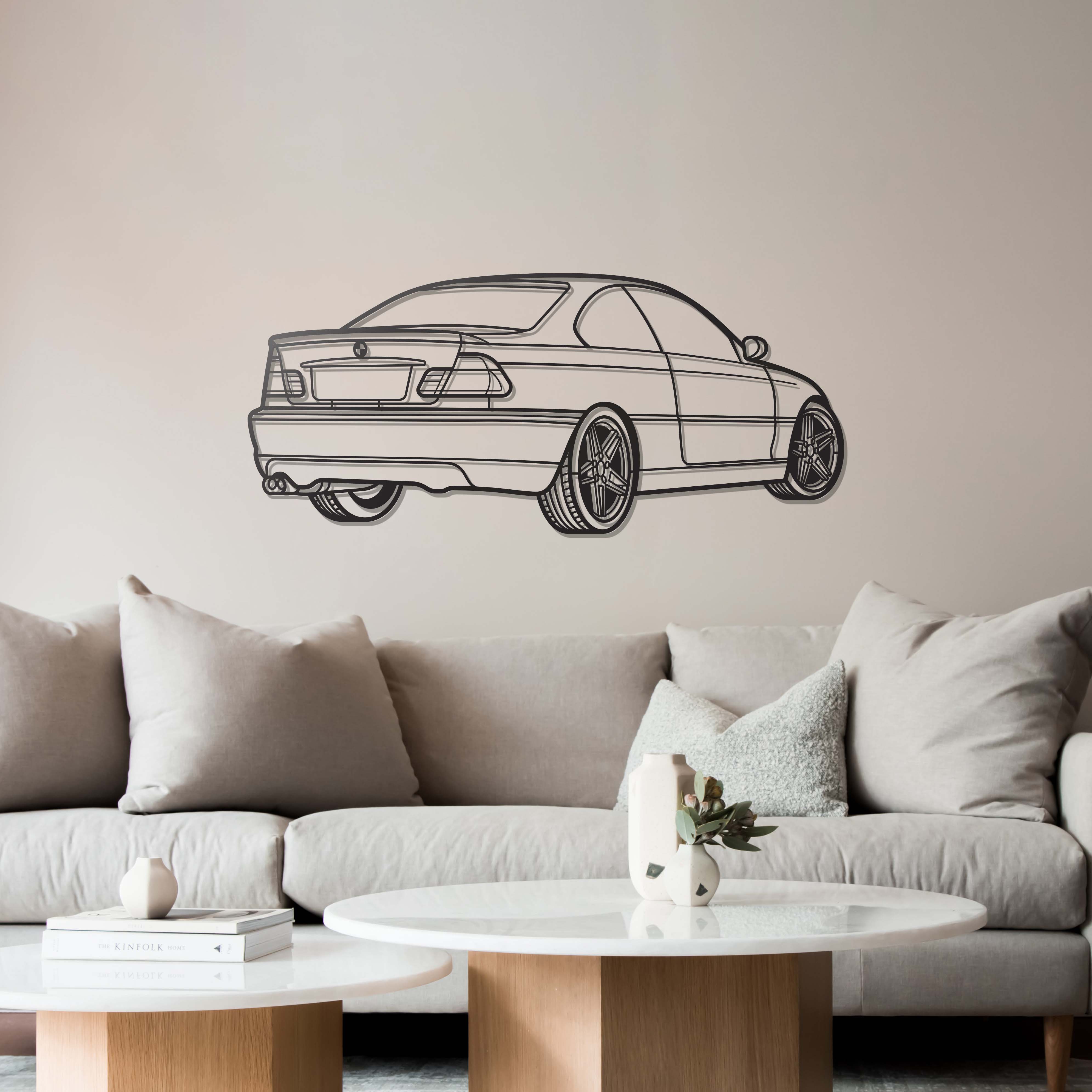 E46 Back View Perspective Metal Car Wall Art - MT1227