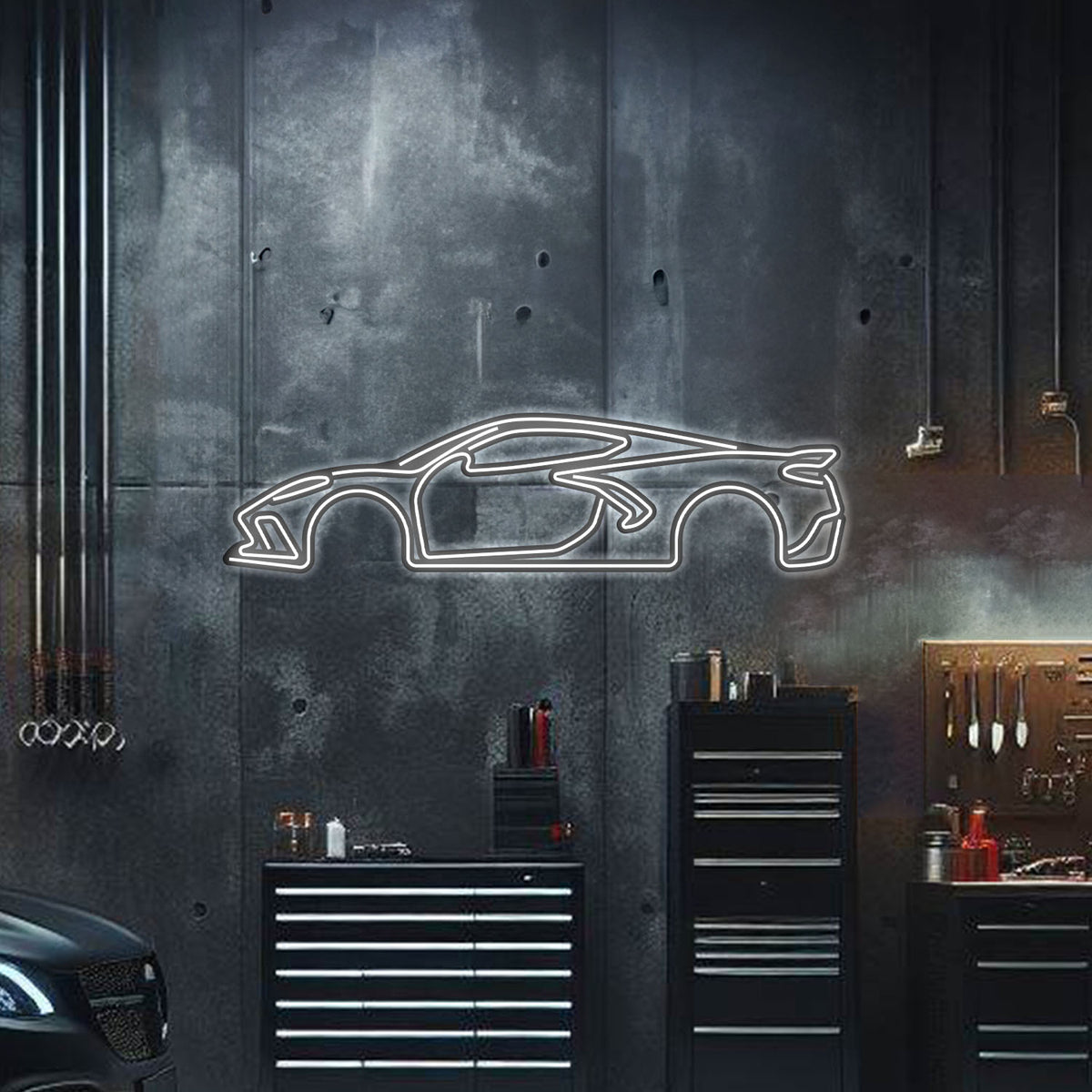 Corvette C8 Metal Neon Car Wall Art - MTN0022