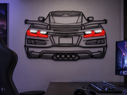2024 Z06 C8 Corvette Back View Metal Neon Car Wall Art -MTN0256