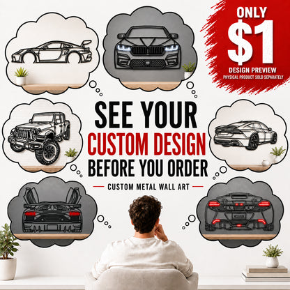 $1 Custom Design Preview: See Your Design Before You Buy (Cars & Motorcycles Only)