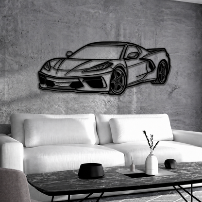 Corvette C8 Perspective Metal Car Wall Art - MT1125