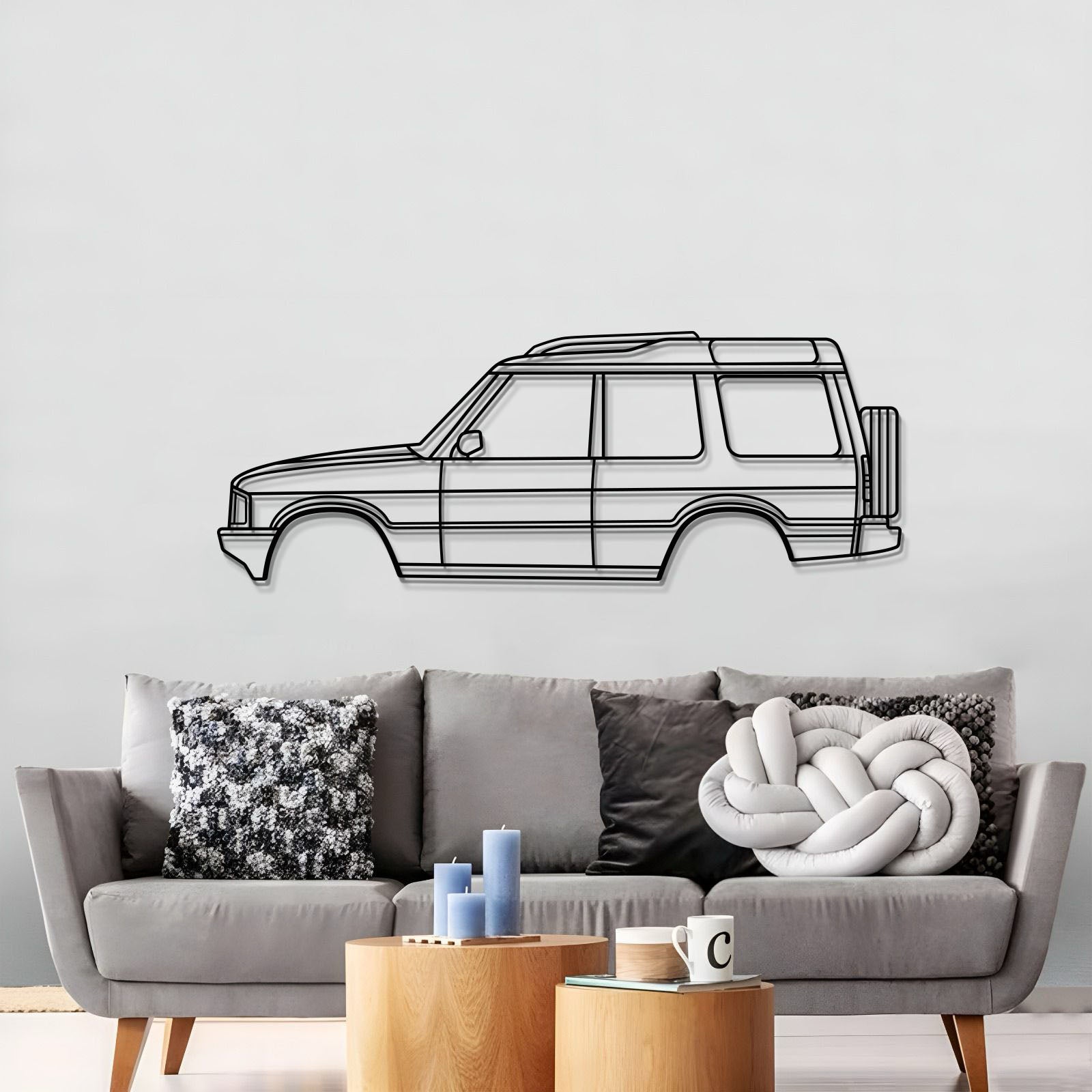 Laser cut 2000 Discovery L318 metal car silhouette wall art