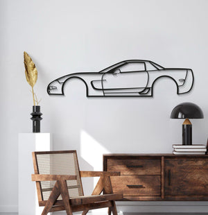 Matte-coated 2001 Corvette Z06 metal wall décor, ready-to-hang textured steel silhouette, elevated 1 cm off the wall.