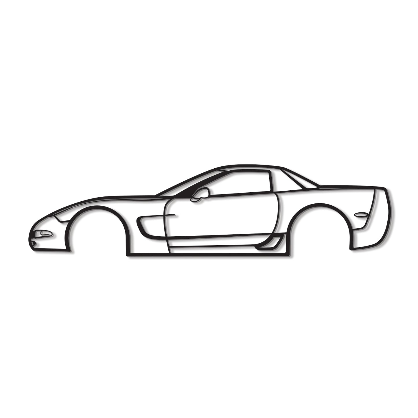 Ready-to-hang 2001 Corvette Z06 metal wall decoration with elevation screws and matte-textured steel for striking automotive styling.
