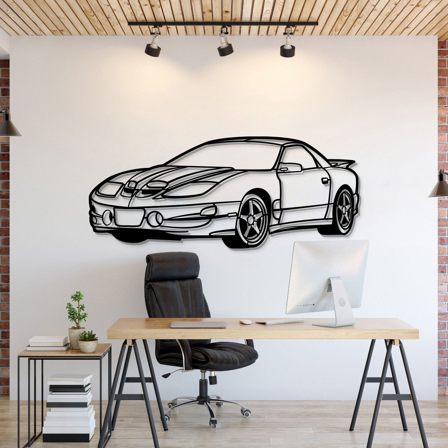 2002 Trans AM WS6 RAM Air Perspective Metal Car Wall Art - MT1187