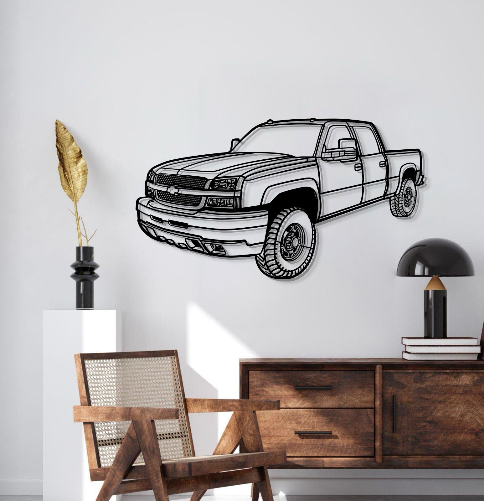 2003 Silverado 2500 Perspective Metal Car Wall Art - MT1256
