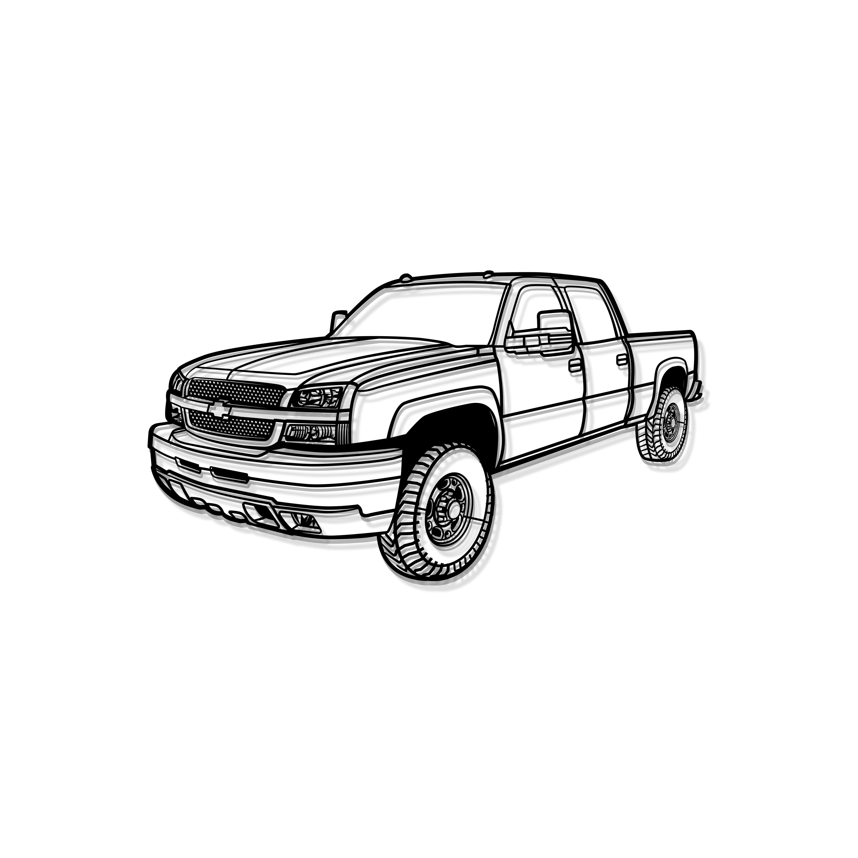 2003 Silverado 2500 Perspective Metal Car Wall Art - MT1256