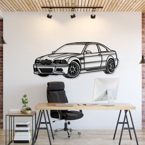 BMW E46 perspective metal wall art laser cut 2 mm steel silhouette