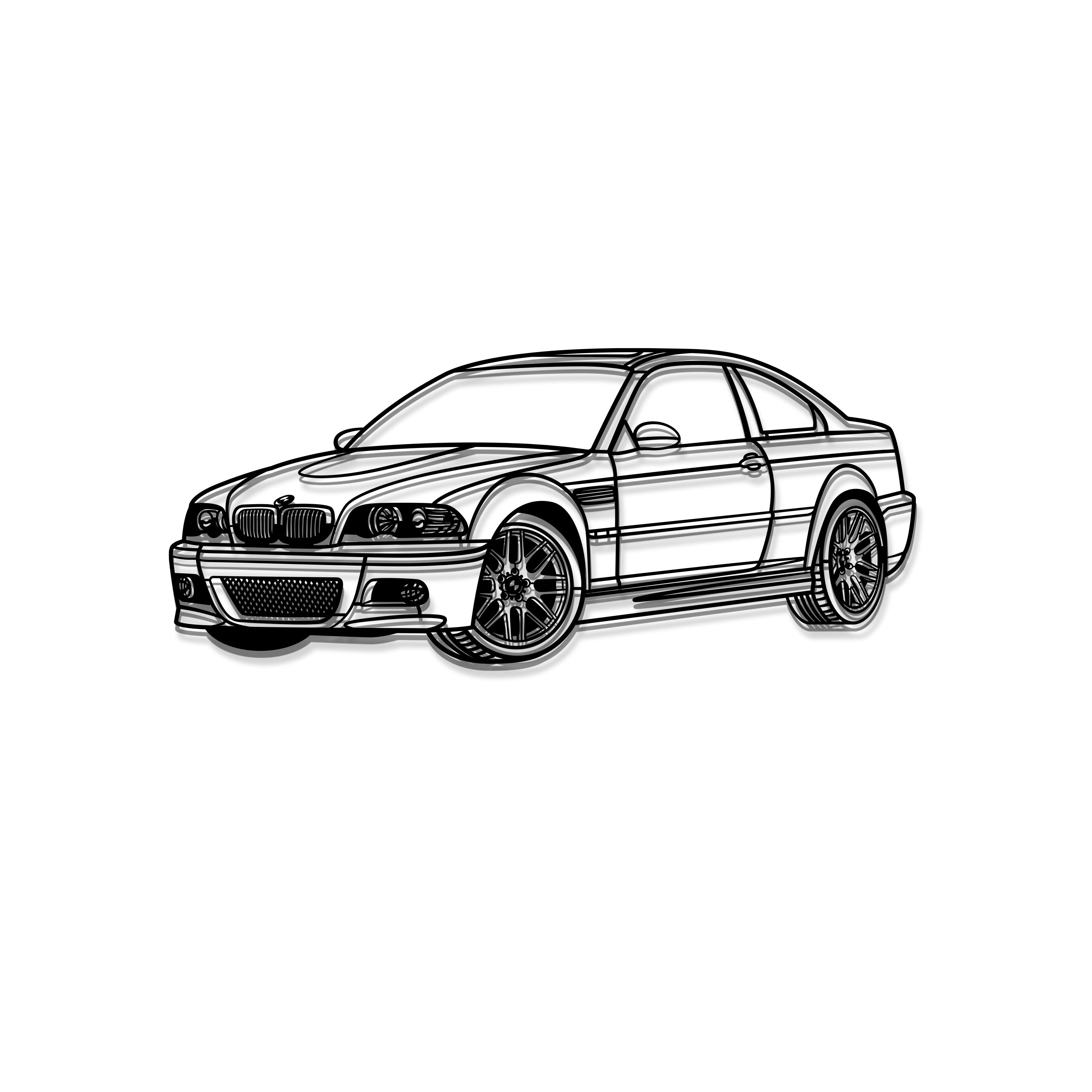 E46 Perspective Metal Car Wall Art - MT0432