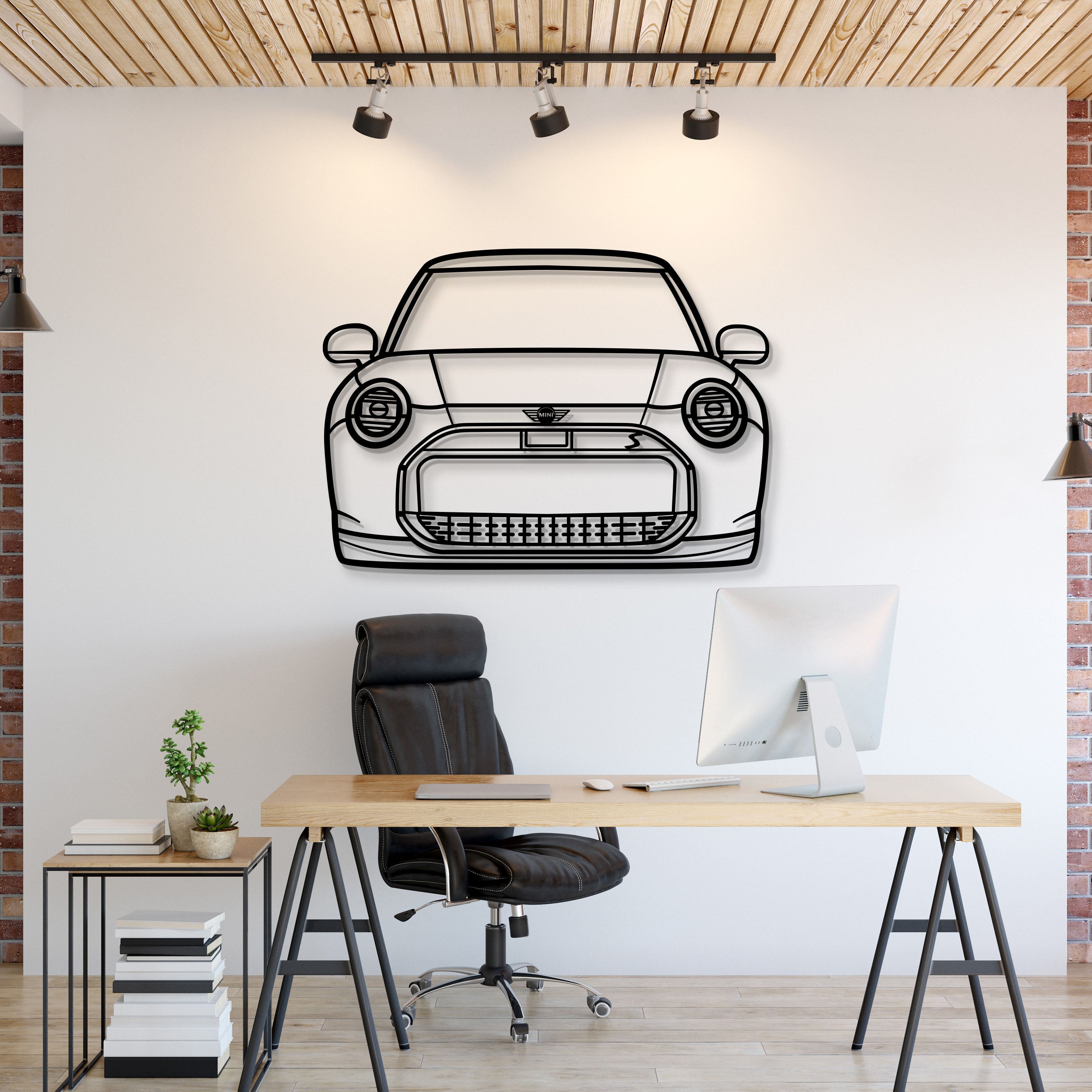 2004 Cooper EV Front View Metal Car Wall Art - MT1362