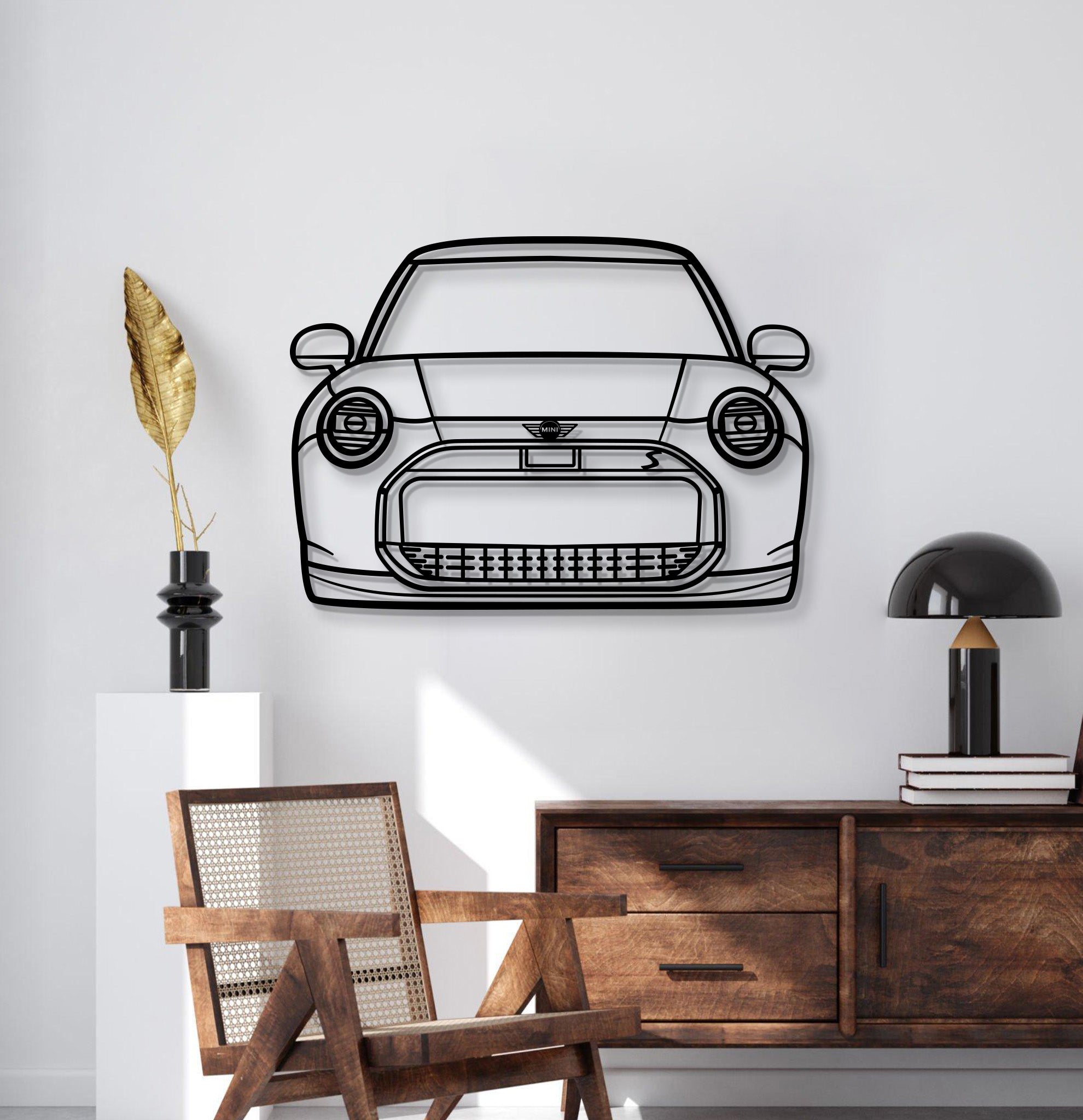 2004 Cooper EV Front View Metal Car Wall Art - MT1362