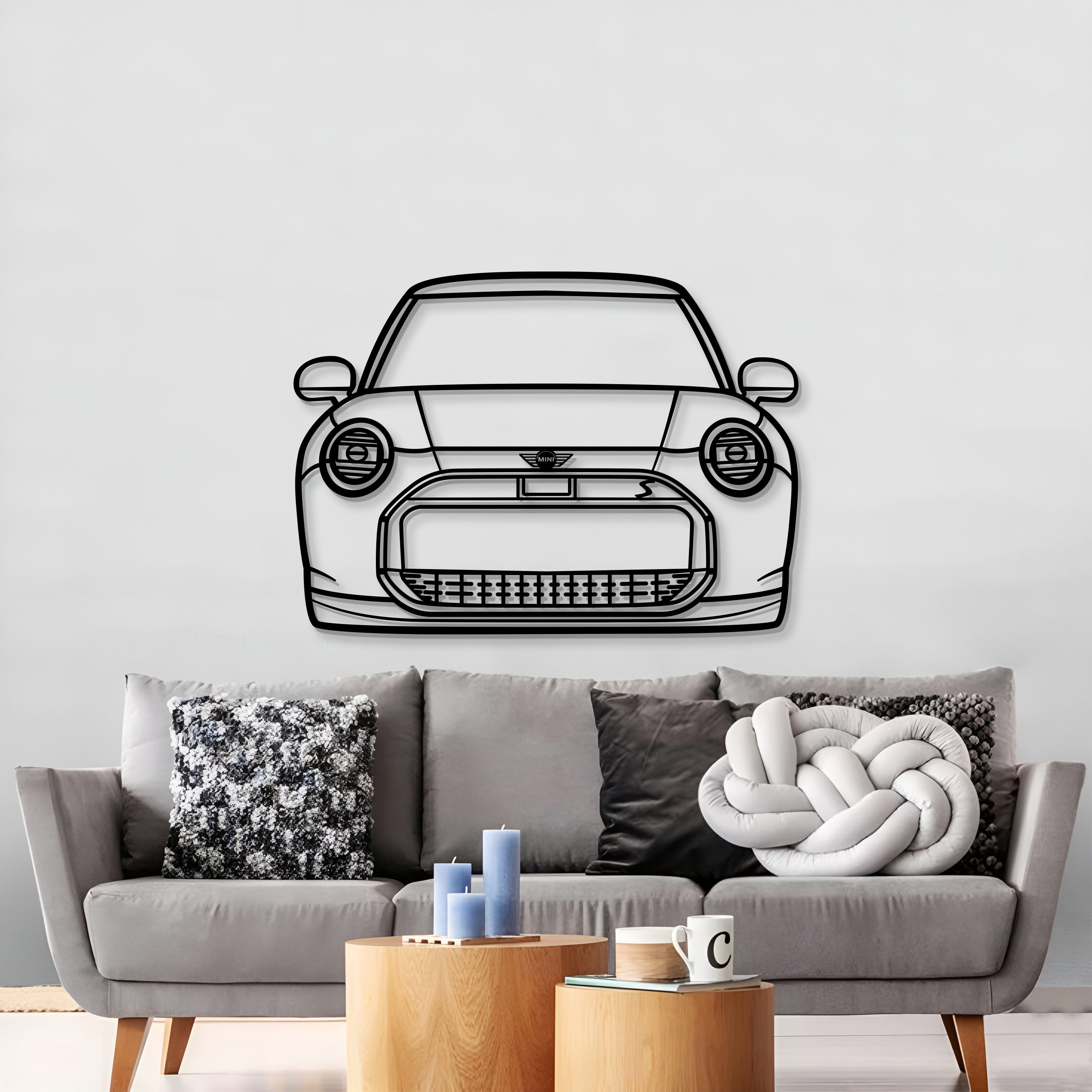 2004 Cooper EV Front View Metal Car Wall Art - MT1362