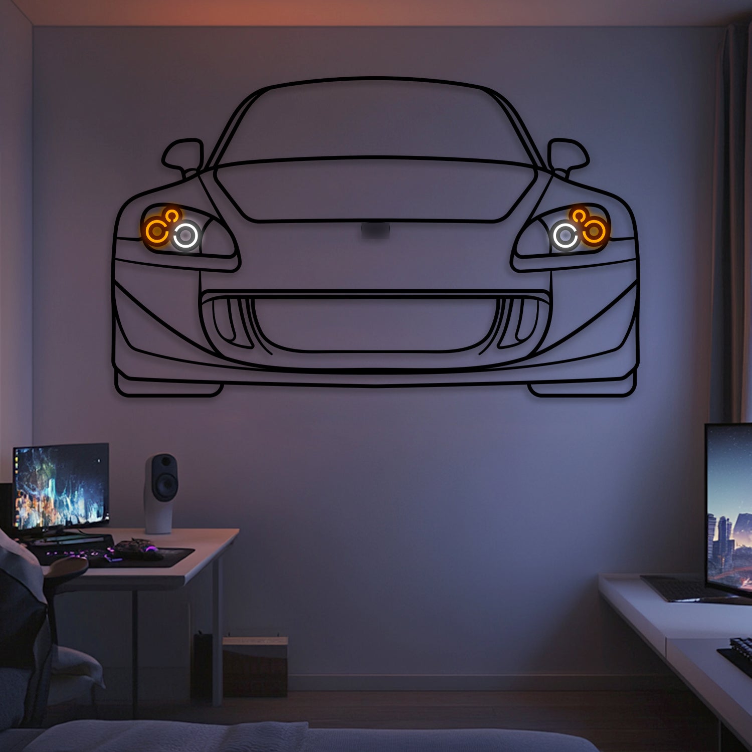 2004 S2000 Front View Metal Neon Car Wall Art -MTN0242