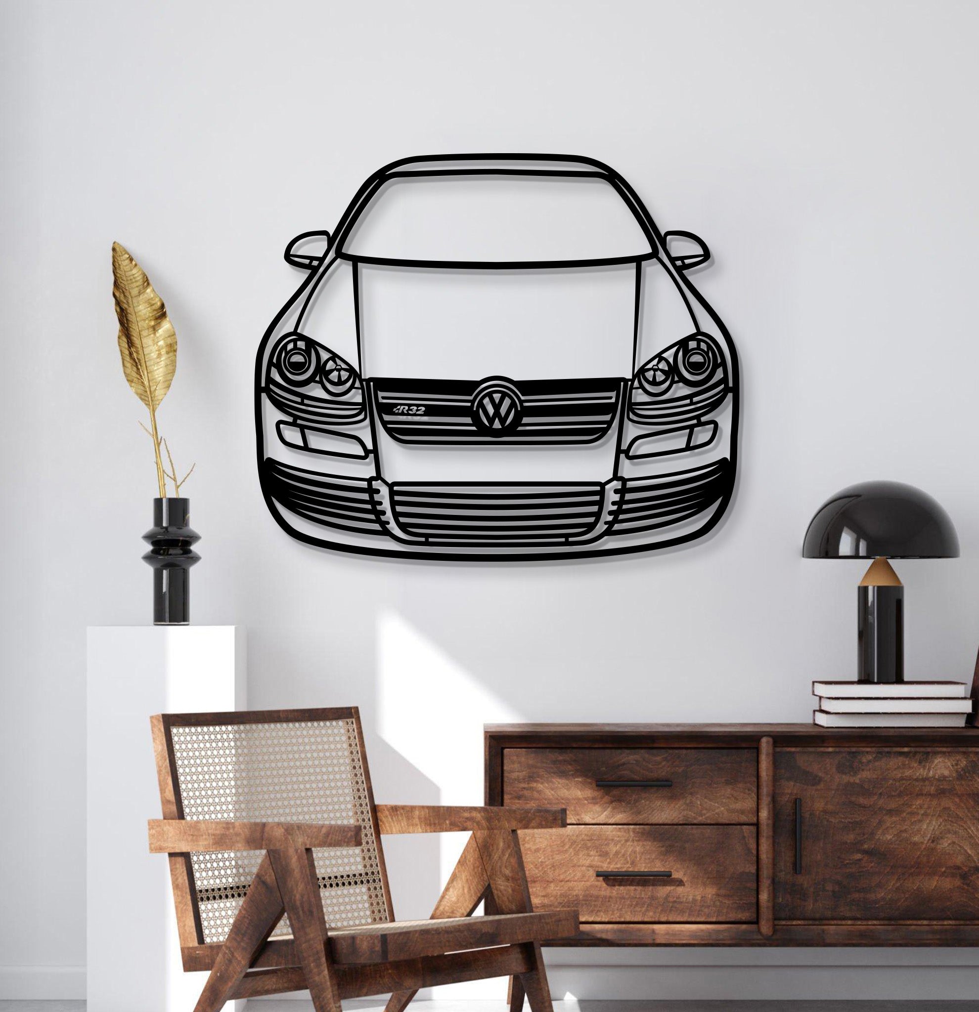 2004 Golf MK5 R32 Front View Metal Car Wall Art - MT1378