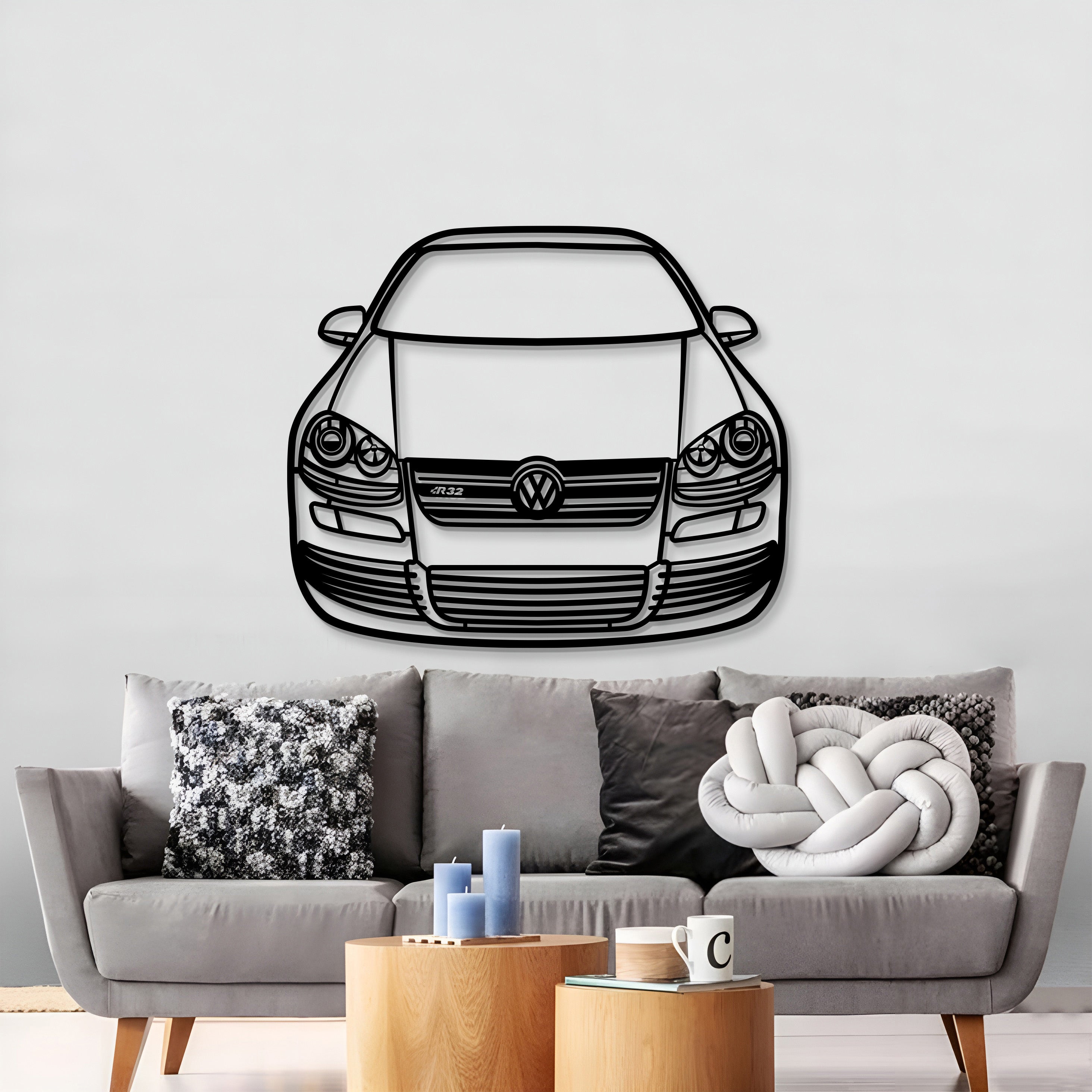 2004 Golf MK5 R32 Front View Metal Car Wall Art - MT1378