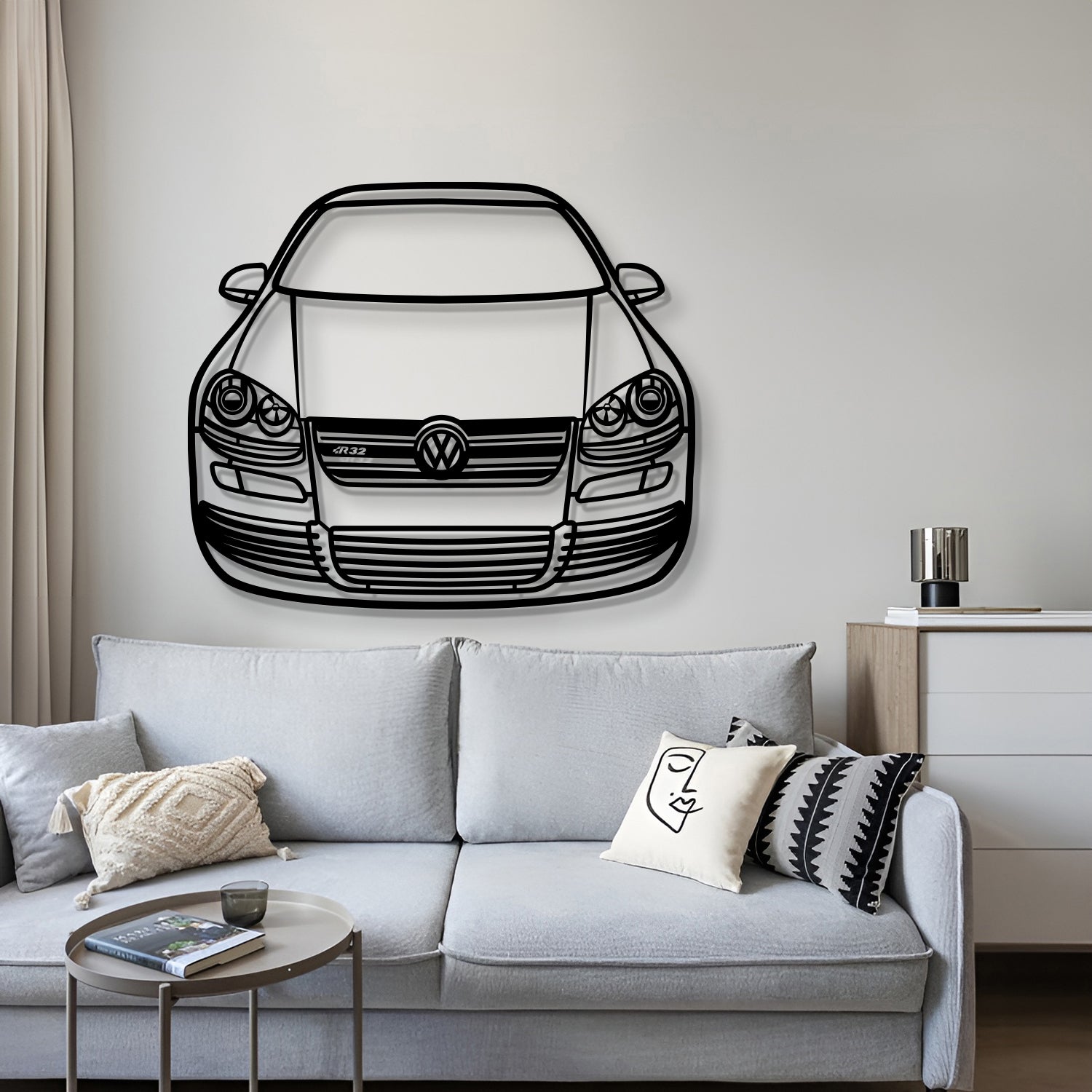 2004 Golf MK5 R32 Front View Metal Car Wall Art - MT1378