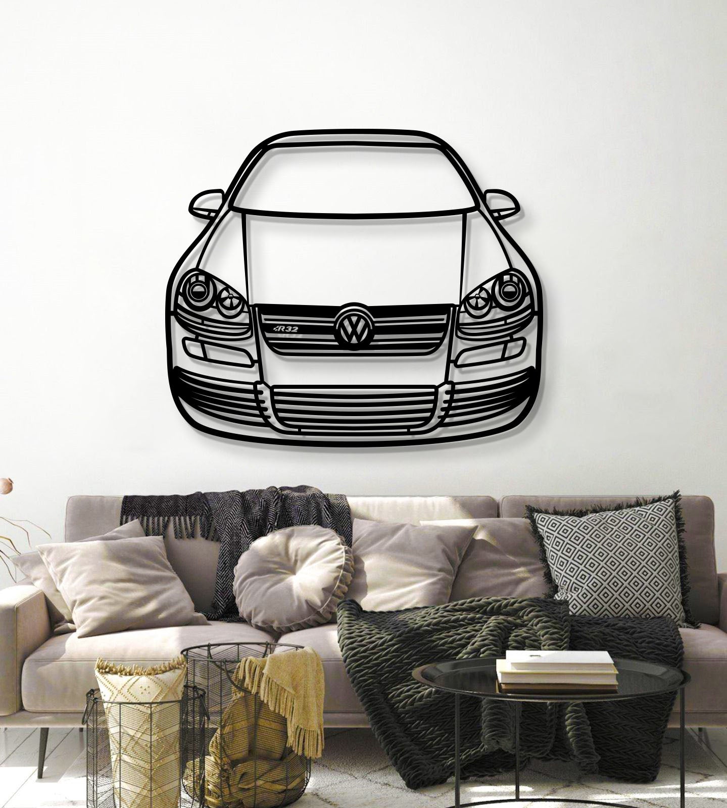 2004 Golf MK5 R32 Front View Metal Car Wall Art - MT1378