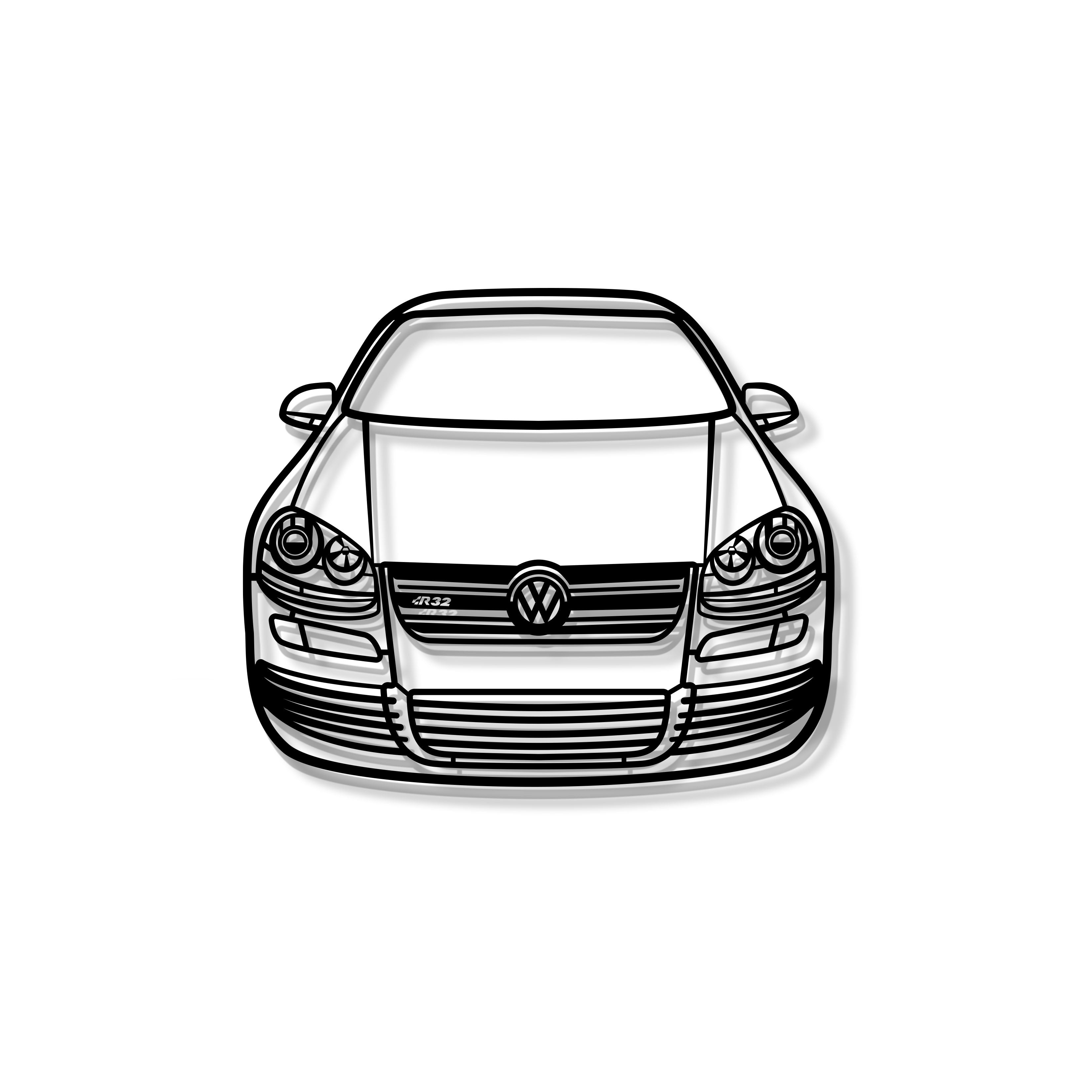 2004 Golf MK5 R32 Front View Metal Car Wall Art - MT1378