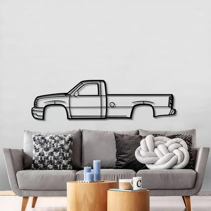 2005 Chevrolet Silverado Classic Pickup Silhouette Wall Decor Powder Coated Matte Steel