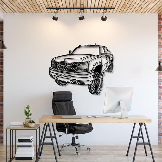 2007 Chevrolet Silverado perspective metal wall art – rugged truck silhouette décor