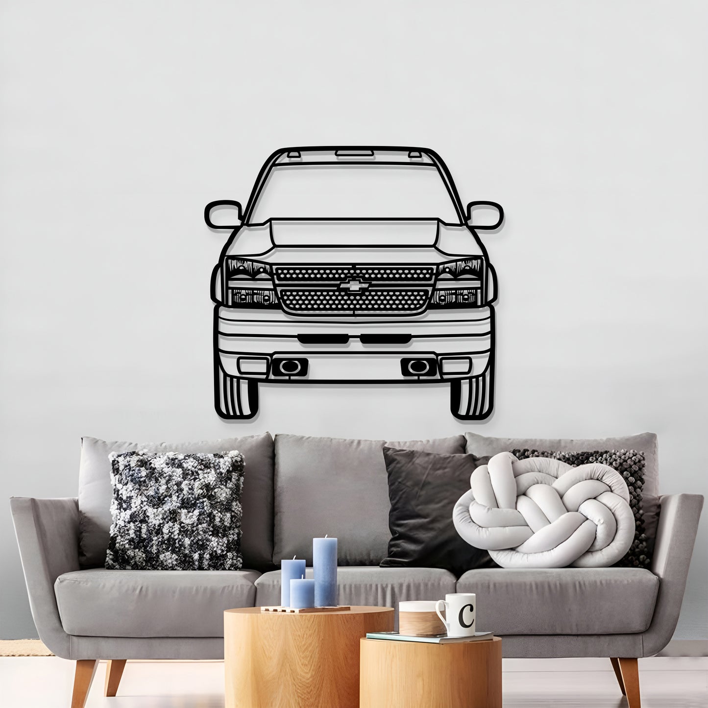 Front silhouette of 2007 Duramax 3500 – ready-to-hang automotive wall art for garage or workshop décor