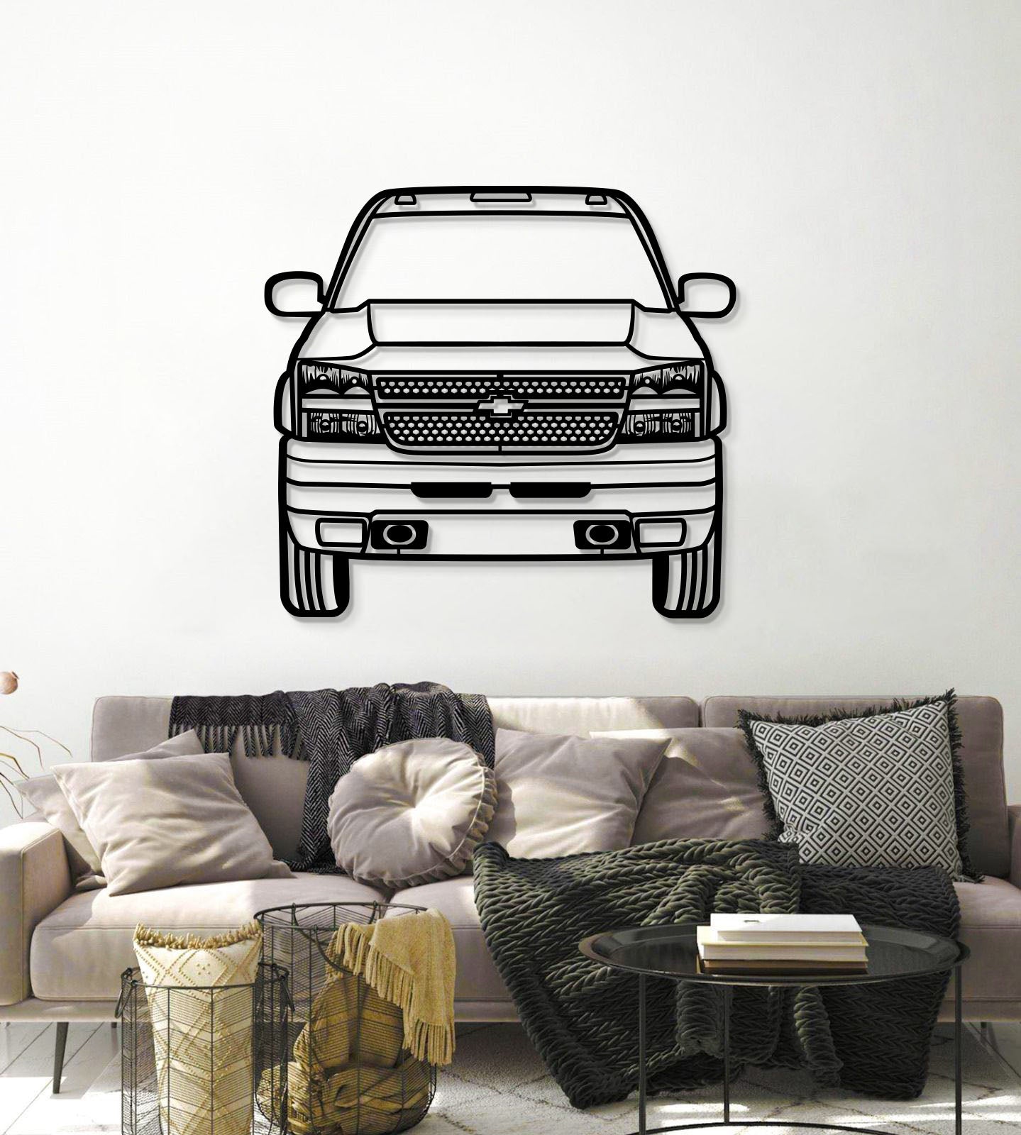 Duramax 3500 2007 front car silhouette metal art – rugged man cave or garage accent
