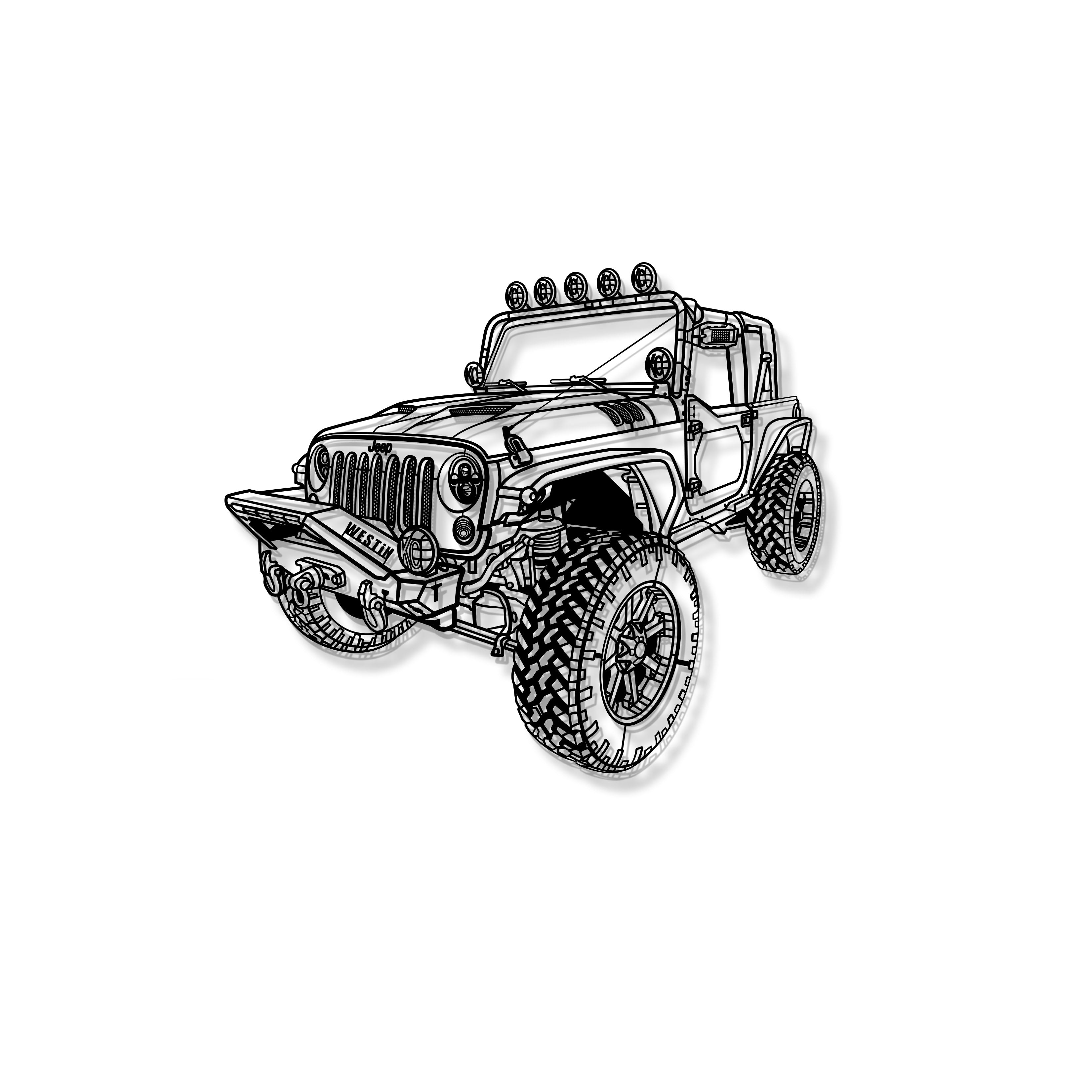 2007 Wrangler JK 2 Door Perspective Metal Car Wall Art - MT1311