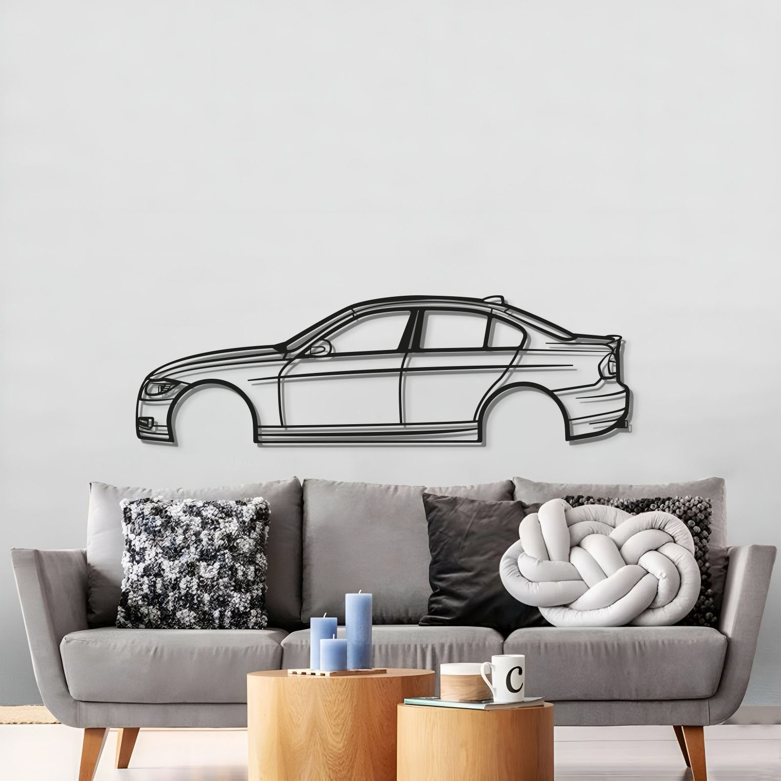 2008 BMW E90 Luxury Sedan Metal Wall Sculpture for Enthusiasts