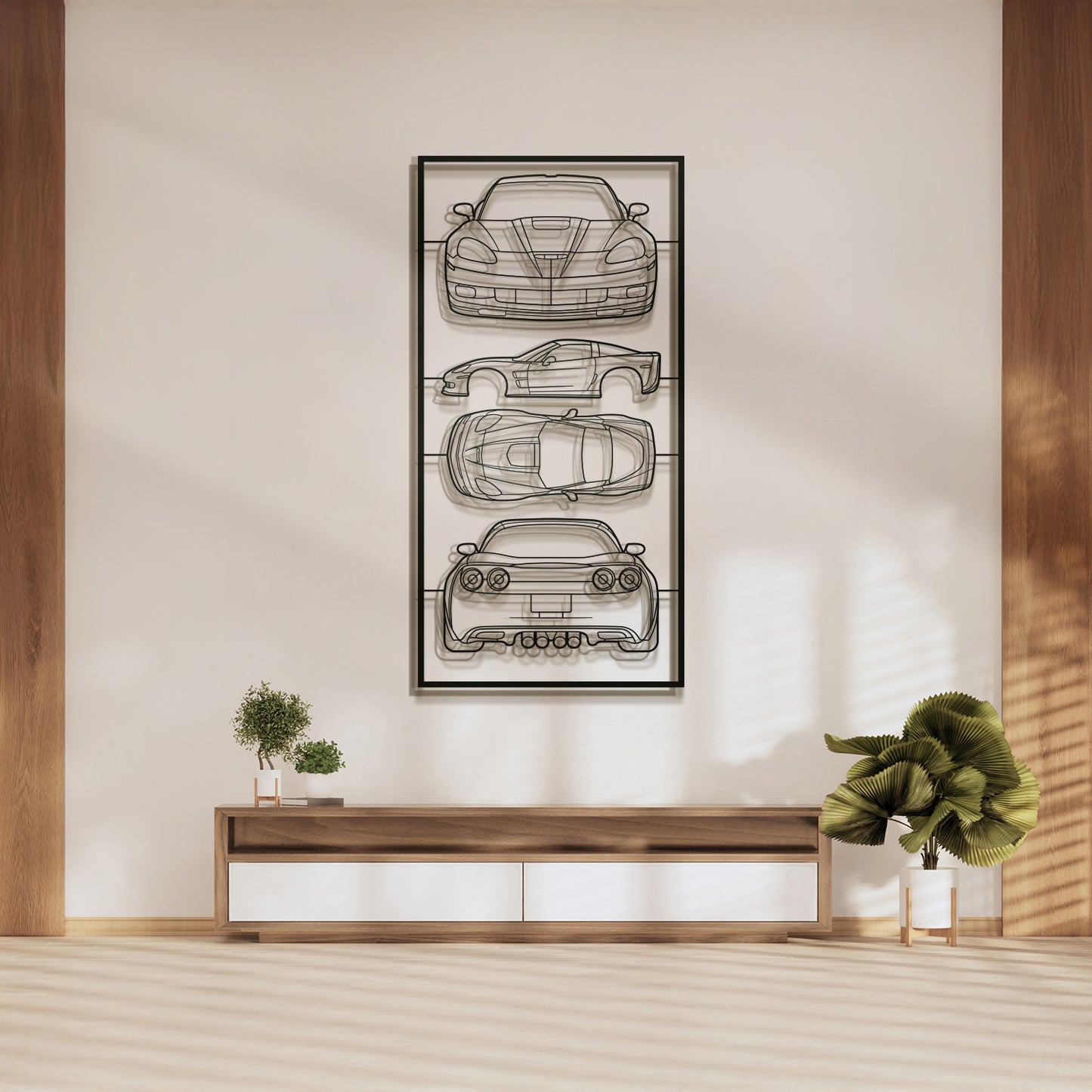 2009 Corvette ZR1 quad profile metal frame silhouette wall art