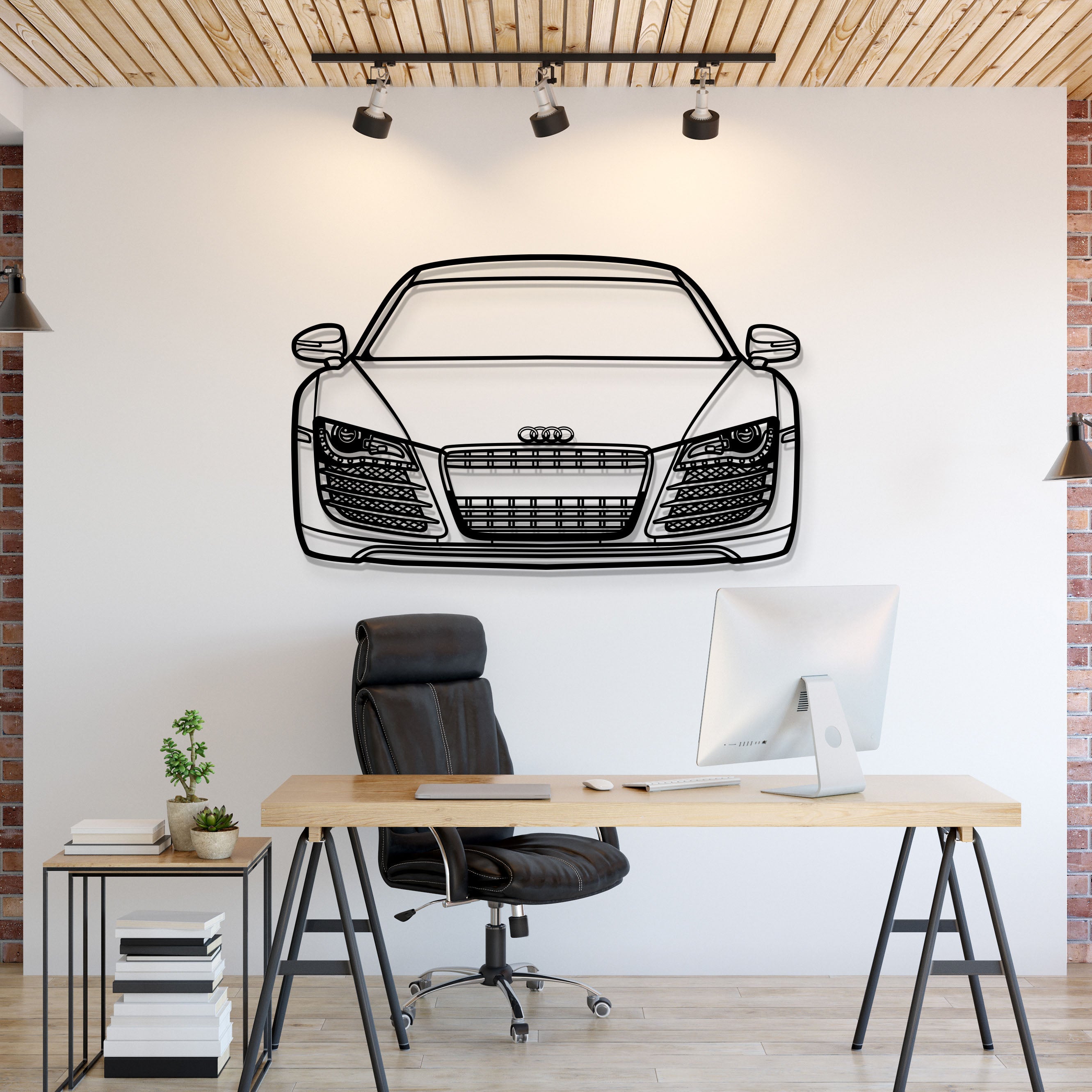 2009 R8 Front View Metal Car Wall Art - MT1321