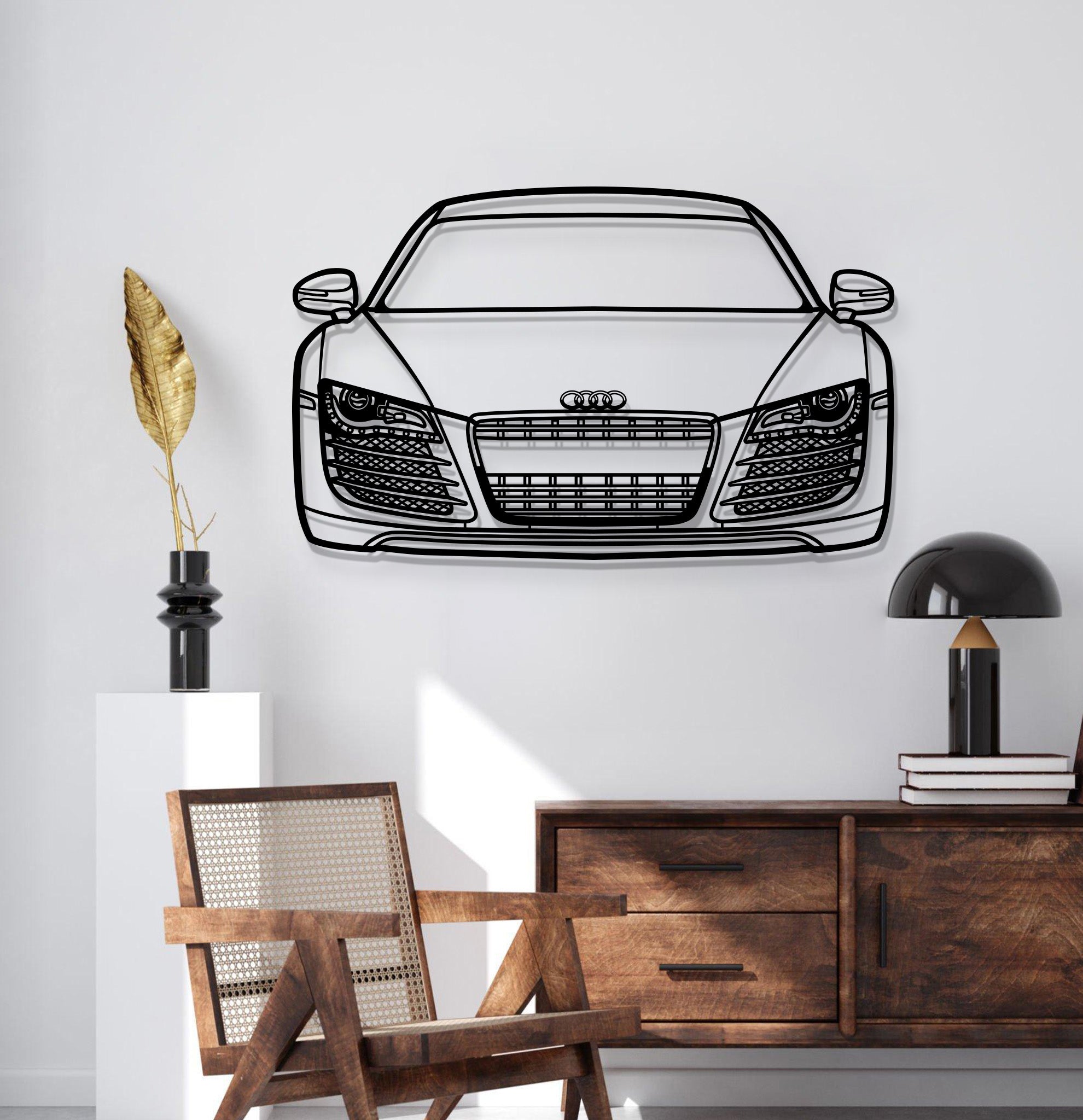 2009 R8 Front View Metal Car Wall Art - MT1321