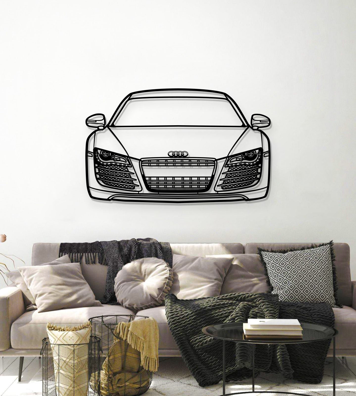 2009 R8 Front View Metal Car Wall Art - MT1321