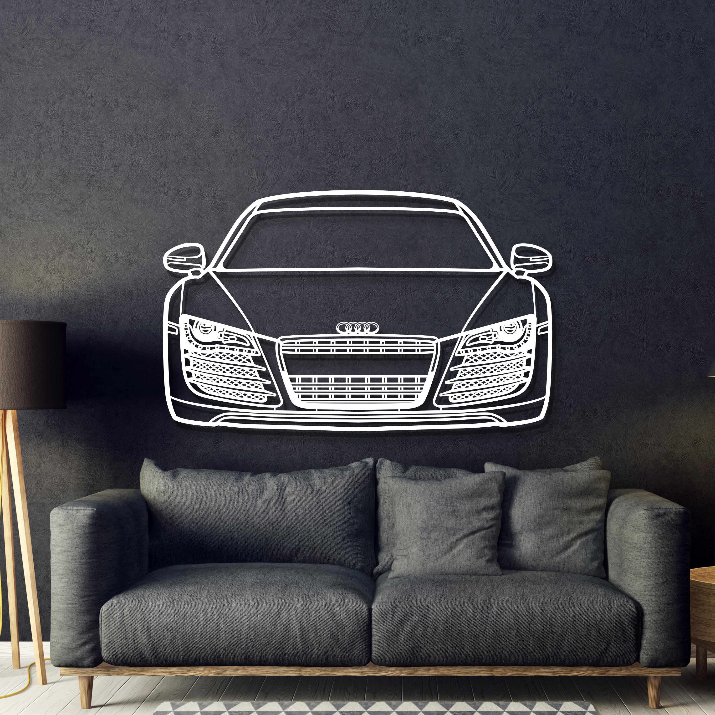 2009 R8 Front View Metal Car Wall Art - MT1321