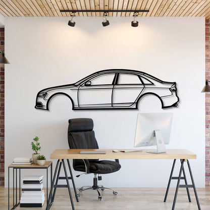 Metal car wall art featuring Audi S4 2009 enhancing garage décor