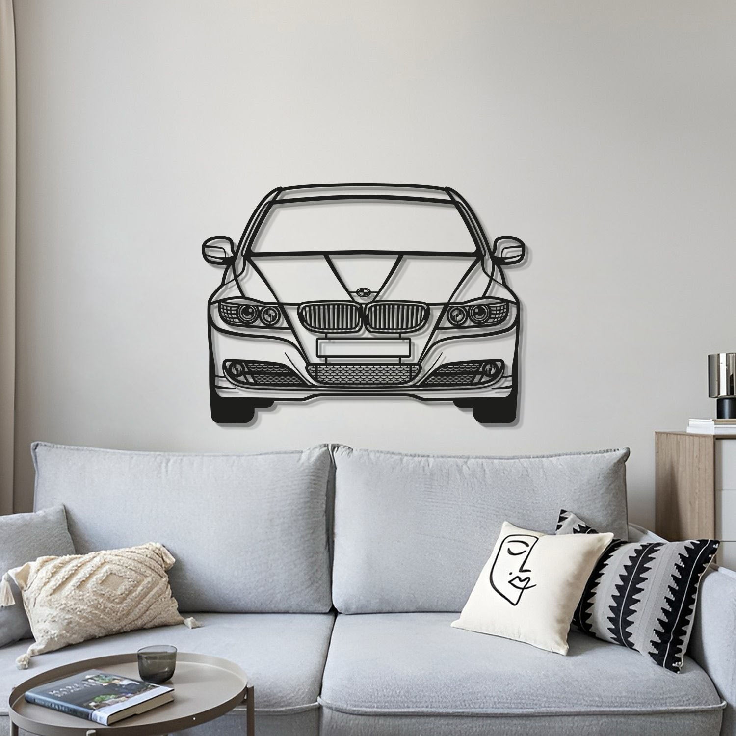 2009 E90 Front View Metal Car Wall Art - MT0386