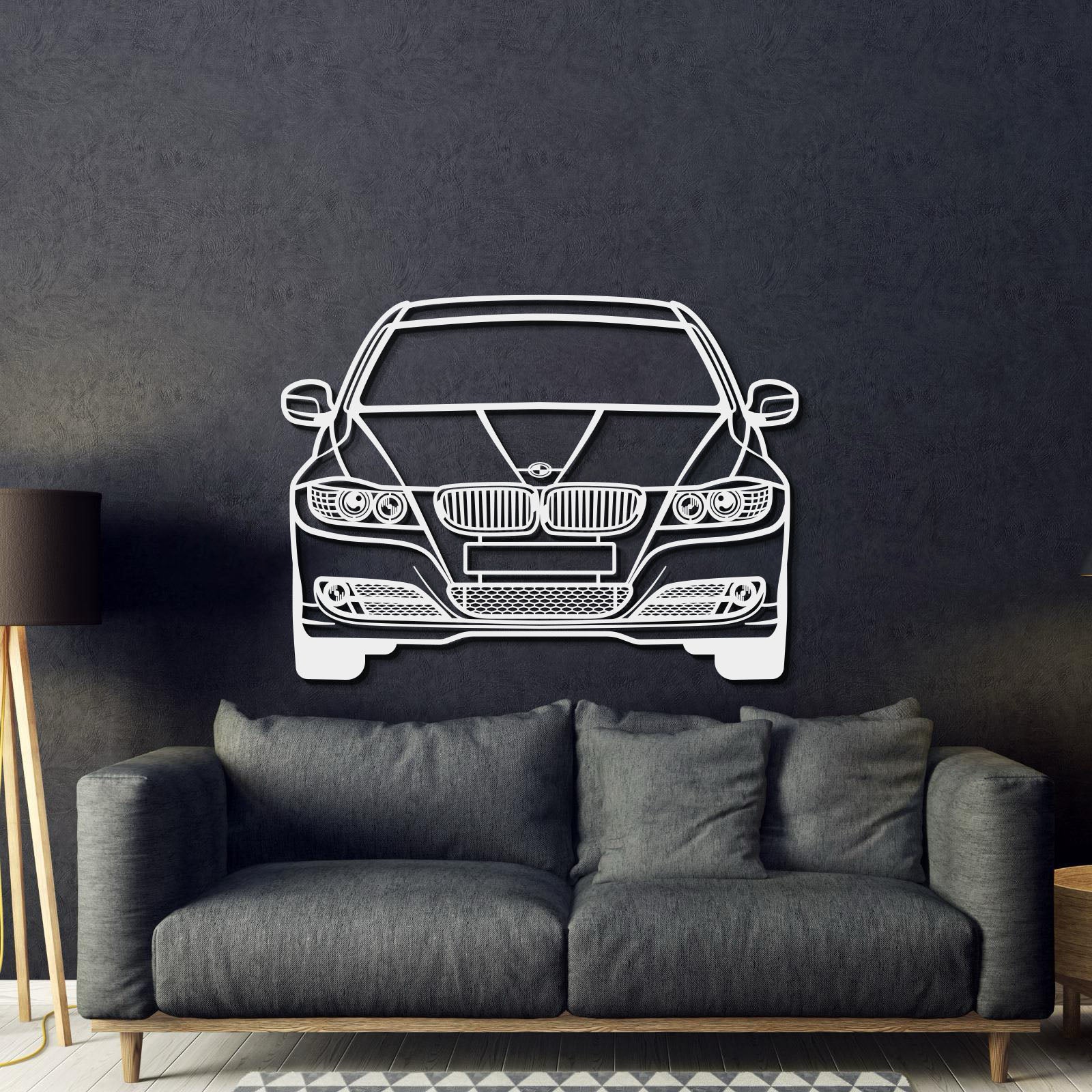 2009 E90 Front View Metal Car Wall Art - MT0386