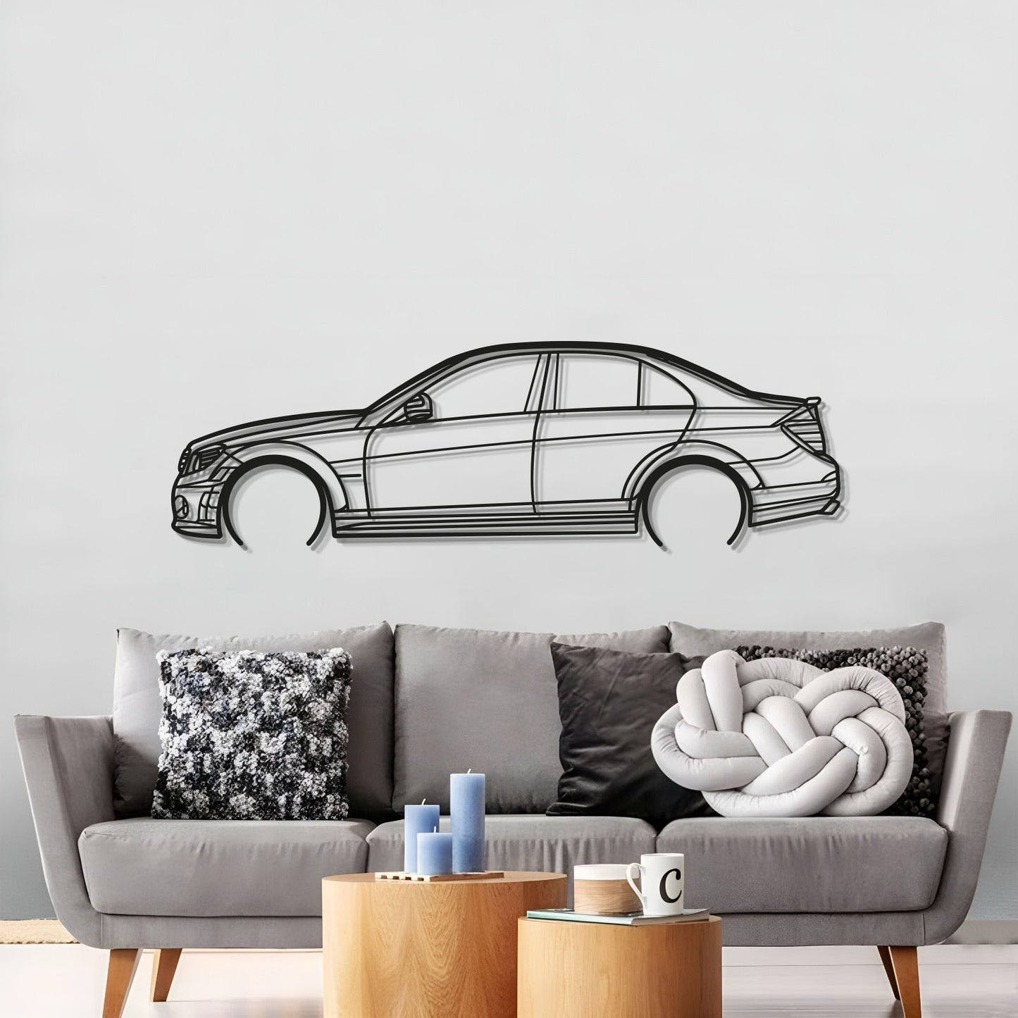Large 2009 Mercedes-AMG C63 W204 Wall Art For Garage Or Man Cave
