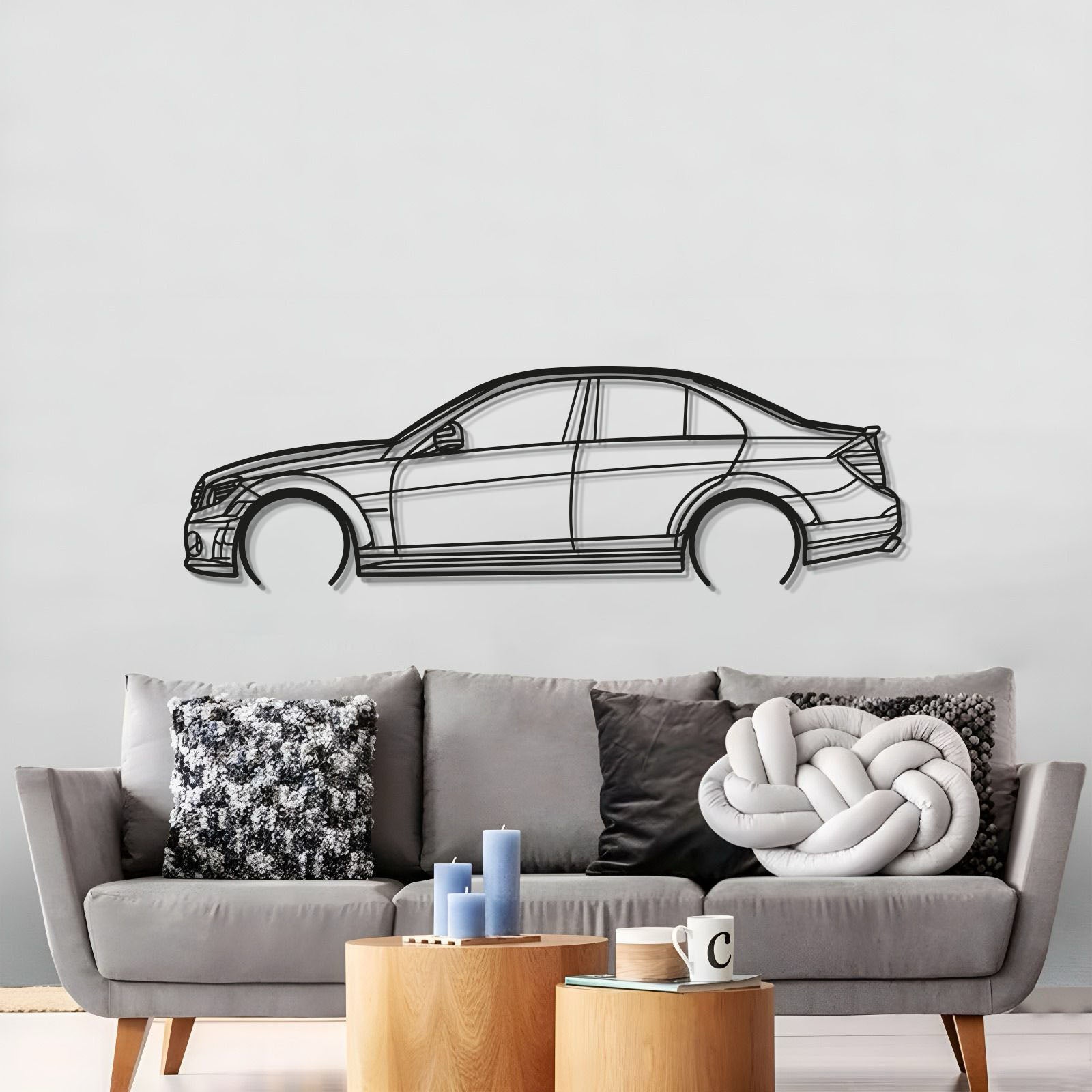 Large 2009 Mercedes-AMG C63 W204 Wall Art For Garage Or Man Cave