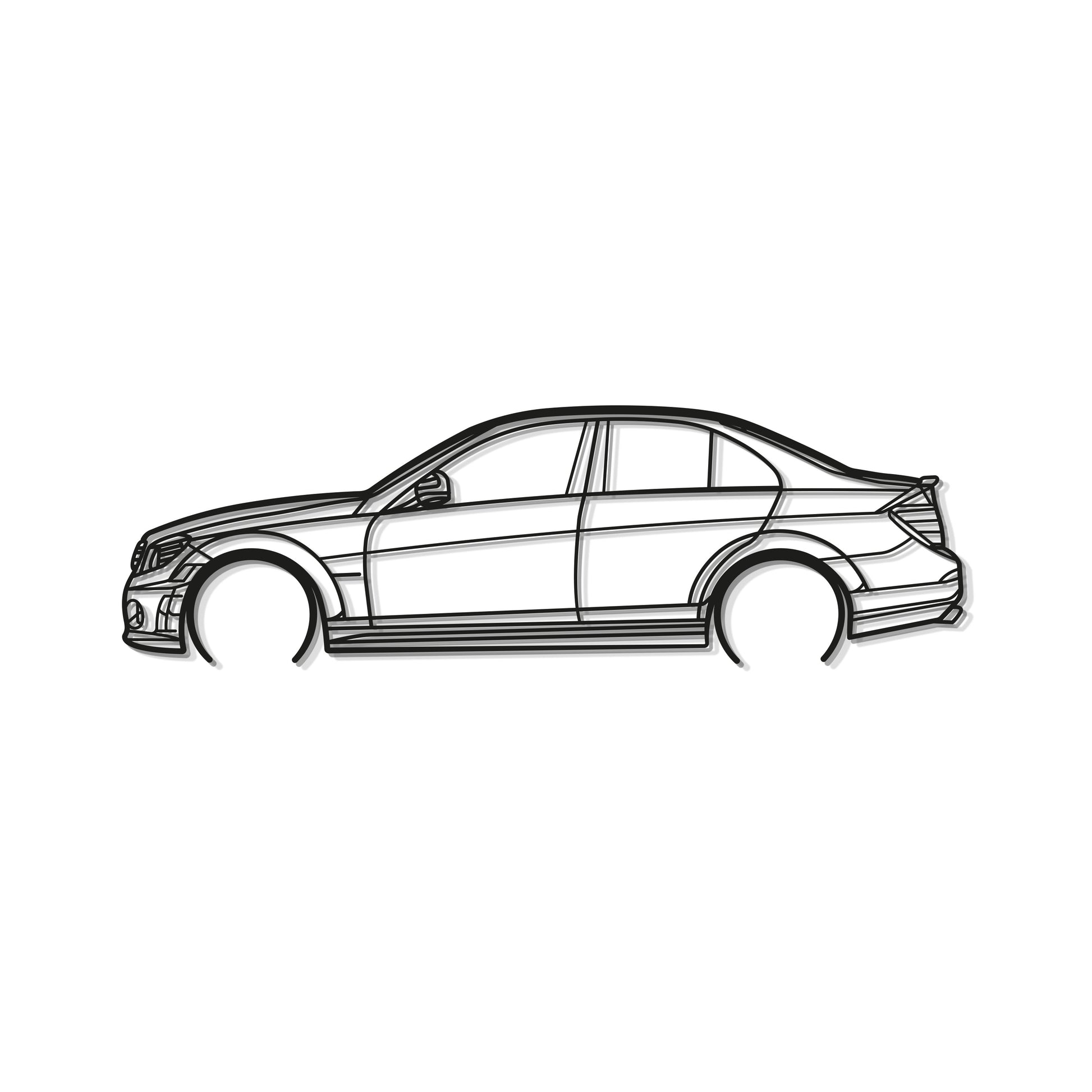 Industrial Style 2009 Mercedes-AMG C63 W204 Metal Wall Decor Minimalist Silhouette