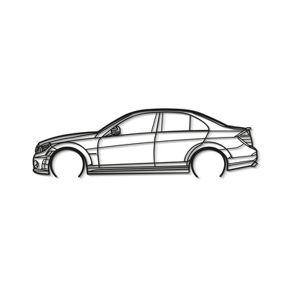 Industrial Style 2009 Mercedes-AMG C63 W204 Metal Wall Decor Minimalist Silhouette