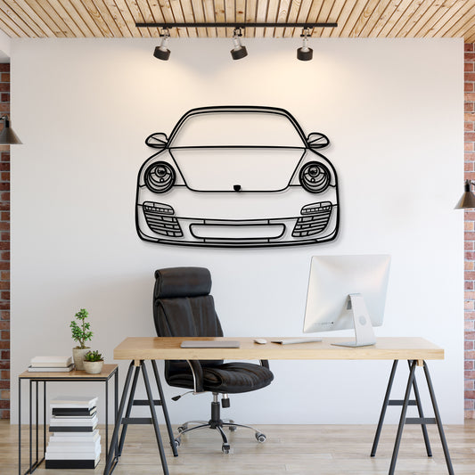 2009 Porsche 911 front view metal wall art – CNC laser-cut steel silhouette