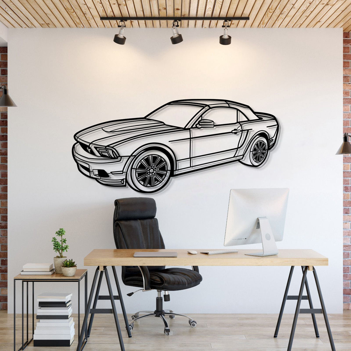 2011 Mustang Convertible Perspective Metal Car Wall Art - MT1267
