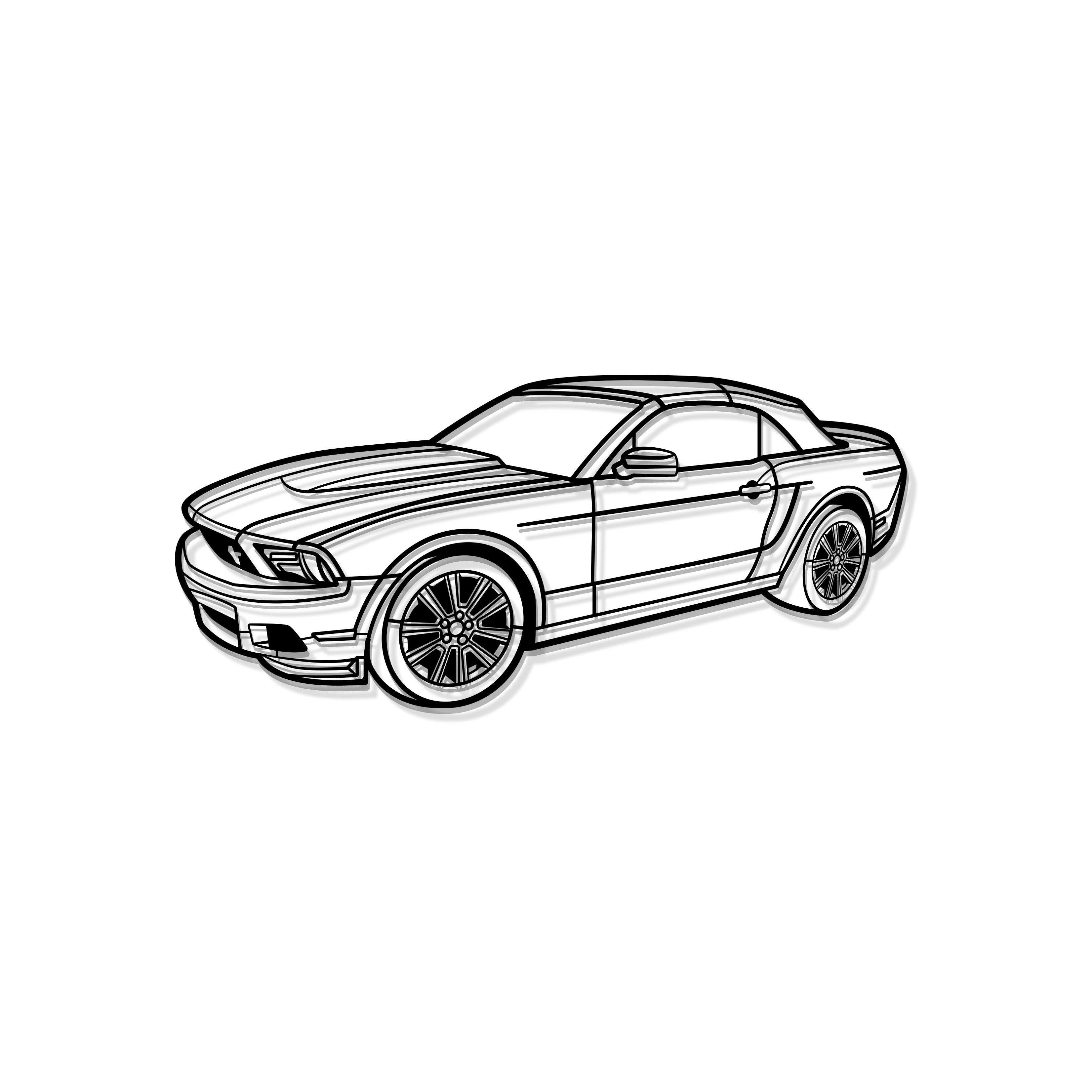 2011 Mustang Convertible Perspective Metal Car Wall Art - MT1267