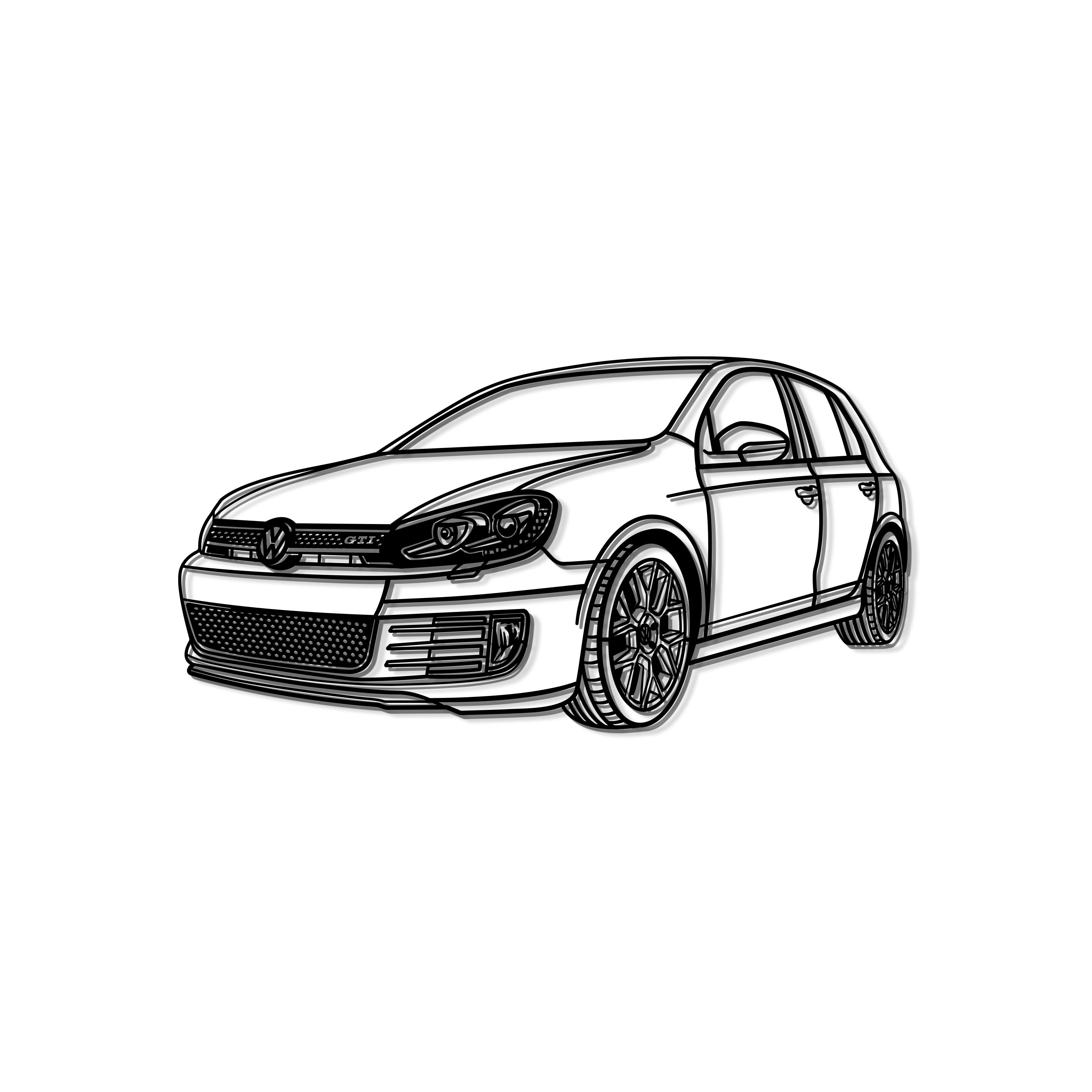 2011 Golf VI GTI Perspective Metal Car Wall Art - MT0465