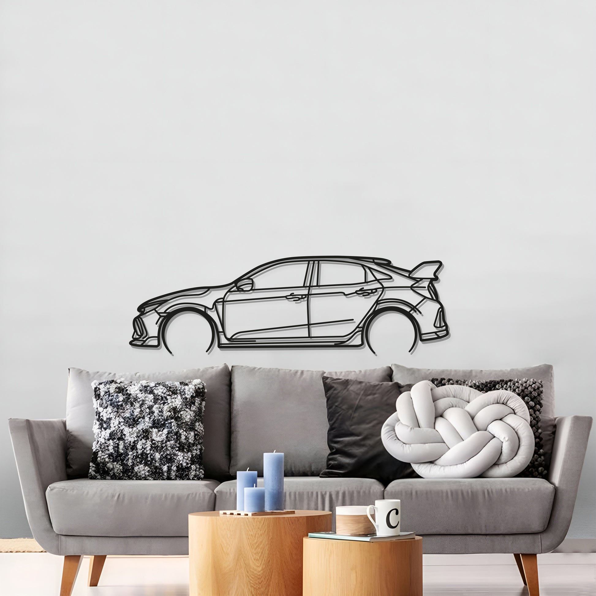 Honda Civic Type R FK8 metal wall art in matte finish for man cave
