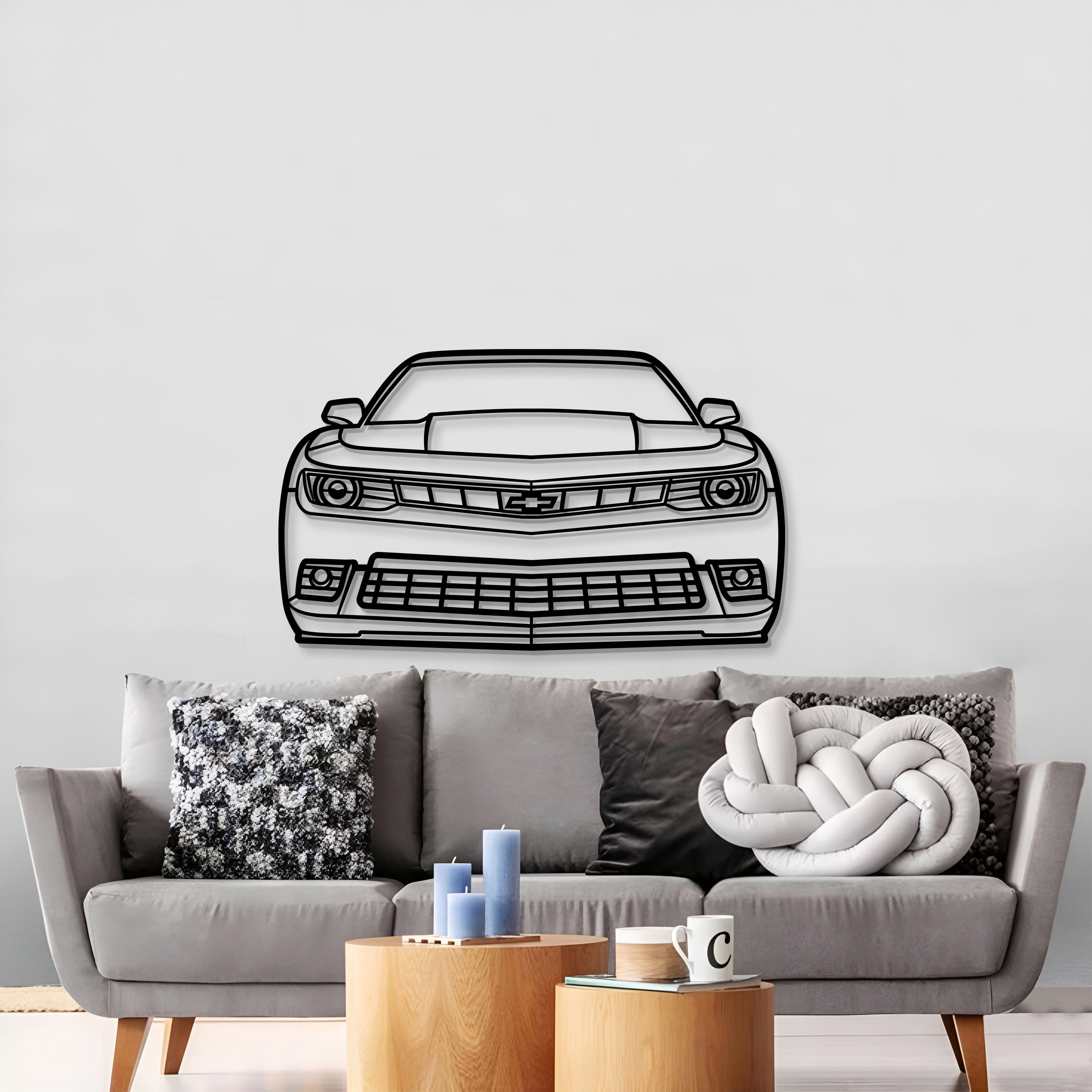 2014 Camaro Front View Metal Car Wall Art - MT1334