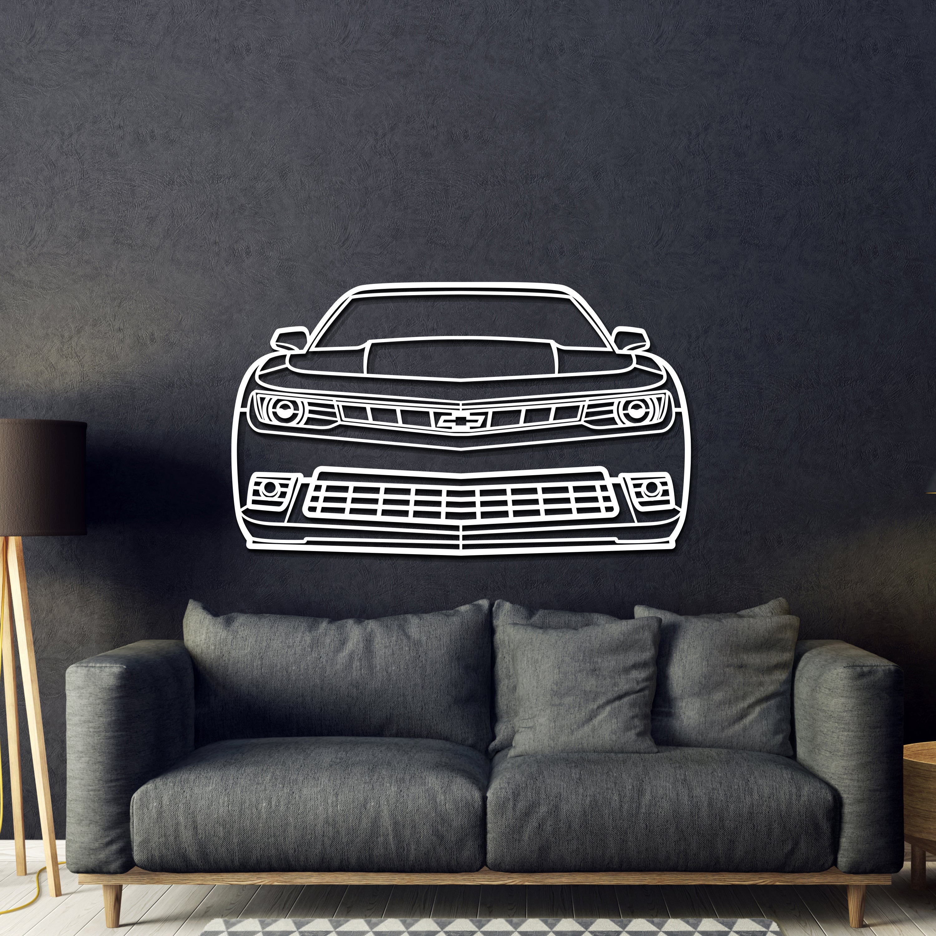 2014 Camaro Front View Metal Car Wall Art - MT1334