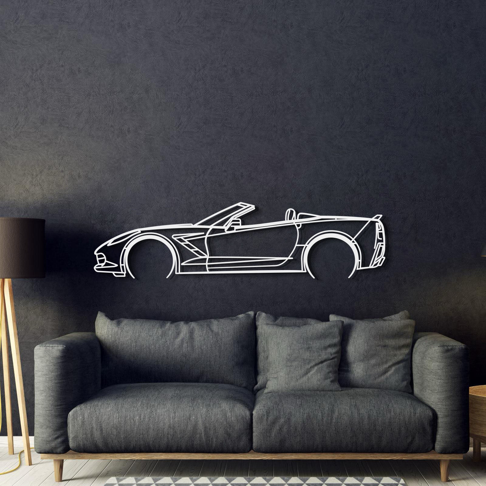 2014 Corvette C7 Cabrio Metal Car Wall Art - MT0500