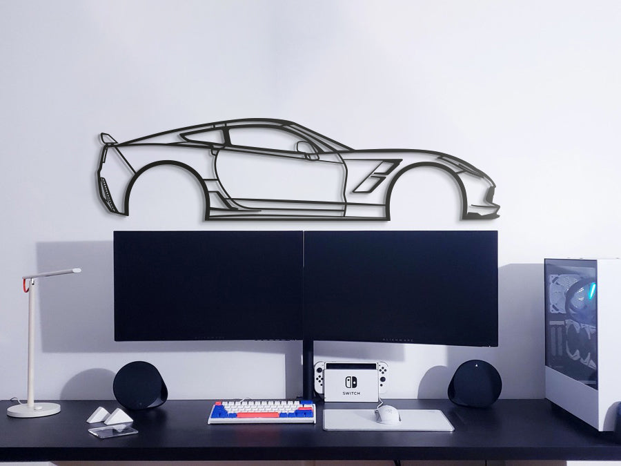 Modern 2015 Chevrolet Corvette Z51 Wall Hanging In Textured Black Steel
