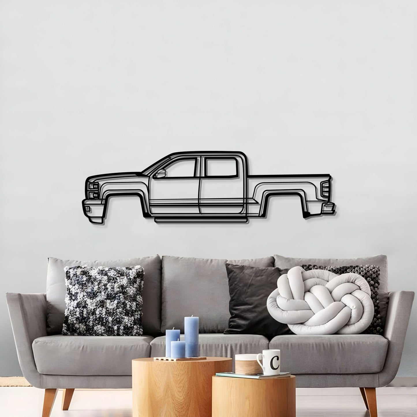 2015 Chevrolet Silverado 1500 Pickup Silhouette Wall Decor Powder Coated Matte Steel